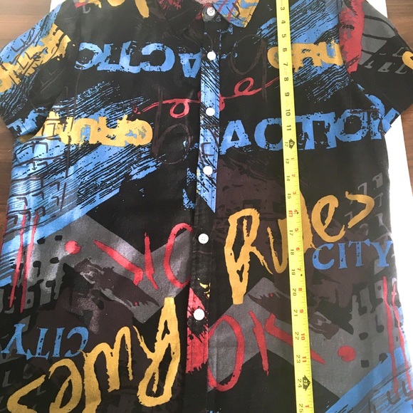 SHEIN button down men multicolor shirt - Picture 3 of 11